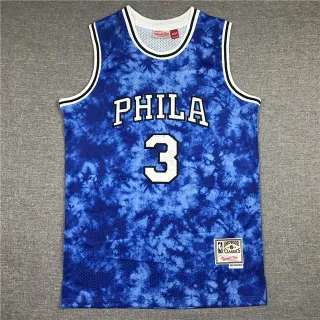 Mitchell & Ness Hardwood Classics Tie-Dye Blue PHILA 3 Basketball Jersey