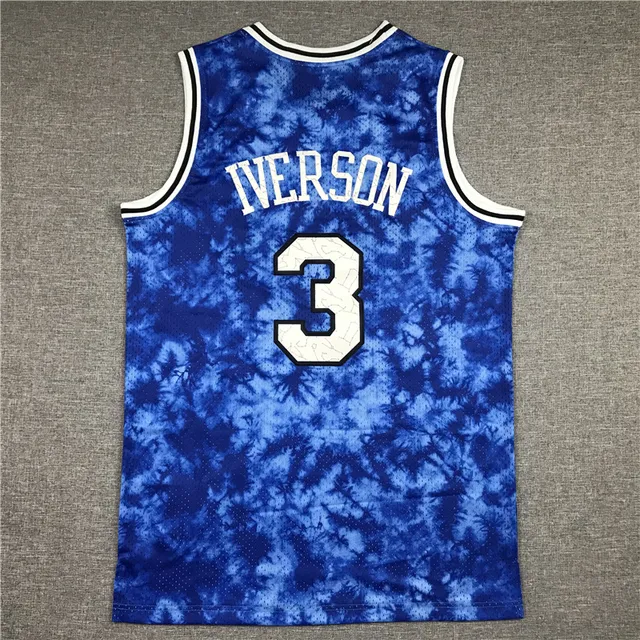 Mitchell & Ness Hardwood Classics टाई-डाई नीला PHILA 3 बास्केटबॉल जर्सी 3