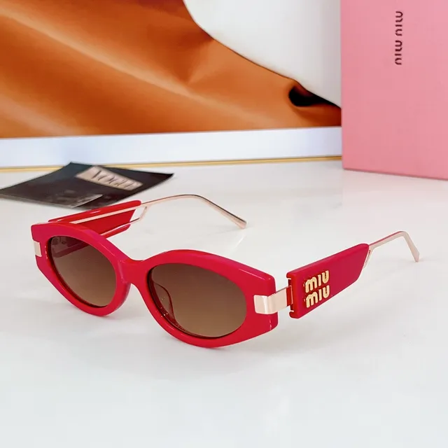 Miu Miu Lunettes de soleil cadre rectangulaire-ovale acétate noir-or épais 7