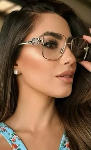 Miu Miu Dorado Marrón Marco Rectangular de Metal Double-M Detalle de Bisagra Gafas Ópticas 3