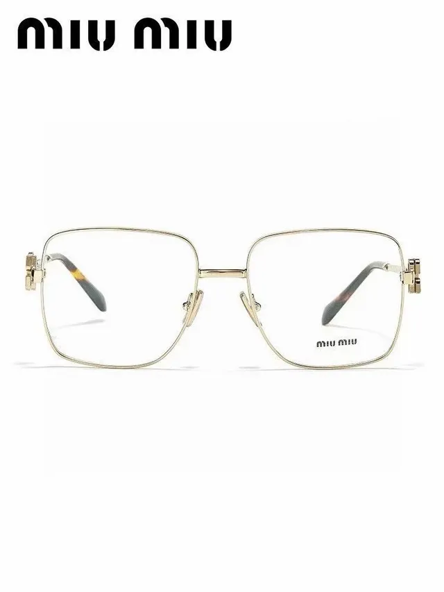 Miu Miu Dorado Marrón Marco Rectangular de Metal Double-M Detalle de Bisagra Gafas Ópticas 5