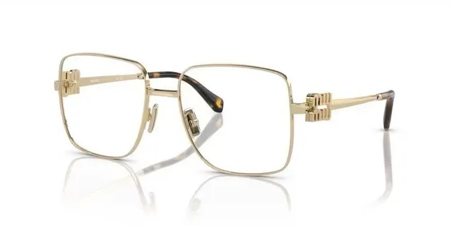 Miu Miu Dorado Marrón Marco Rectangular de Metal Double-M Detalle de Bisagra Gafas Ópticas 7