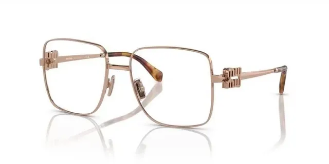 Miu Miu Dorado Marrón Marco Rectangular de Metal Double-M Detalle de Bisagra Gafas Ópticas 8