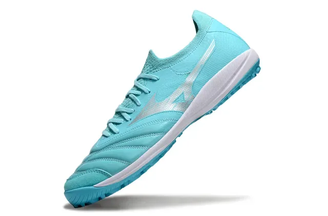 Mizuno أحذية كرة القدم تربوية أزرق أبيض جلد صناعي للعشب الصناعي 3