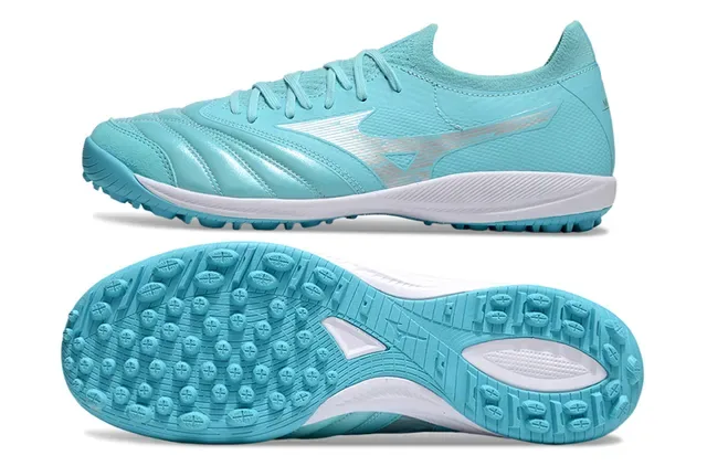 Mizuno أحذية كرة القدم تربوية أزرق أبيض جلد صناعي للعشب الصناعي 6