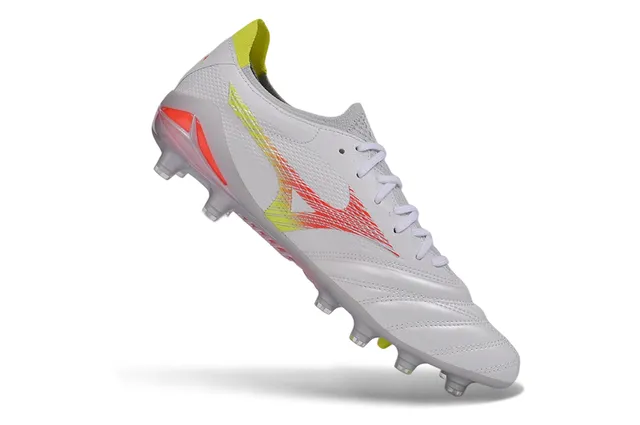 Mizuno Morelia Neo সাদা নিওন হলুদ কমলা দৃঢ় মাটি সকার জুতো 2