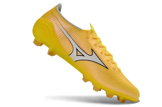 Mizuno Amarillo Blanco Upper de Tejido Texturizado Studs Conicos Moldados Césped Natural Zapatos de Fútbol 2