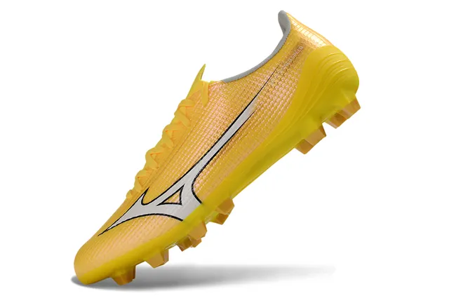 Mizuno Amarillo Blanco Upper de Tejido Texturizado Studs Conicos Moldados Césped Natural Zapatos de Fútbol 3