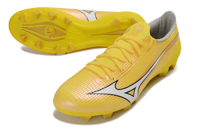 Mizuno Amarillo Blanco Upper de Tejido Texturizado Studs Conicos Moldados Césped Natural Zapatos de Fútbol 4