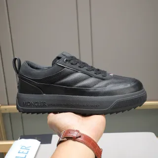 Moncler Black Leather Platform Sole Lifestyle Sneakers