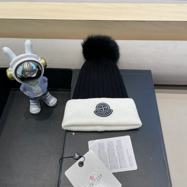 Moncler Bonnet Noir Blanc Tricoté Bicolore 2
