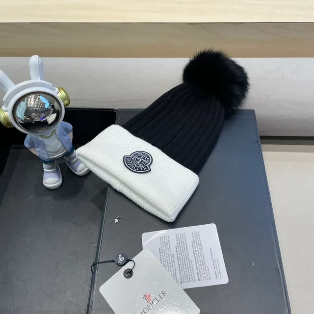 Moncler Bonnet Noir Blanc Tricoté Bicolore 3