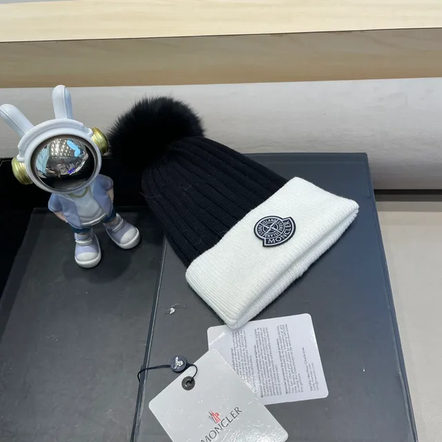 Moncler Bonnet Noir Blanc Tricoté Bicolore 4