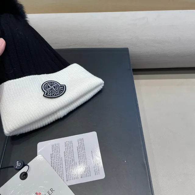 Moncler Bonnet Noir Blanc Tricoté Bicolore 5