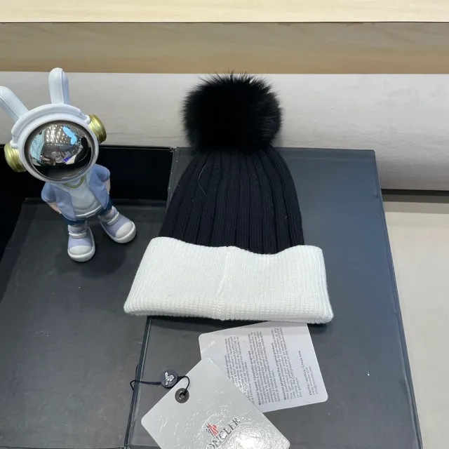 Moncler Bonnet Noir Blanc Tricoté Bicolore 8