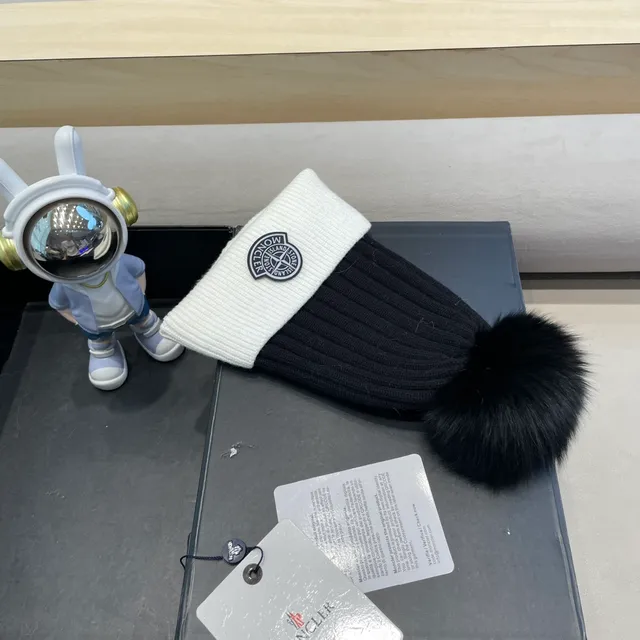 Moncler Bonnet Noir Blanc Tricoté Bicolore 9