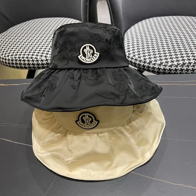 Moncler Black Wide-Brimmed Soft Nylon Bucket Hat 4