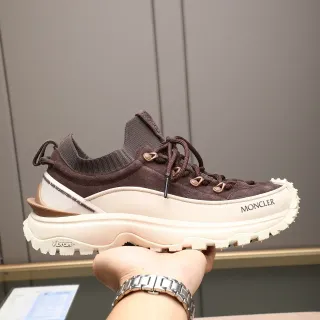 Moncler Brown Suede Knit-Collar Lifestyle Sneakers