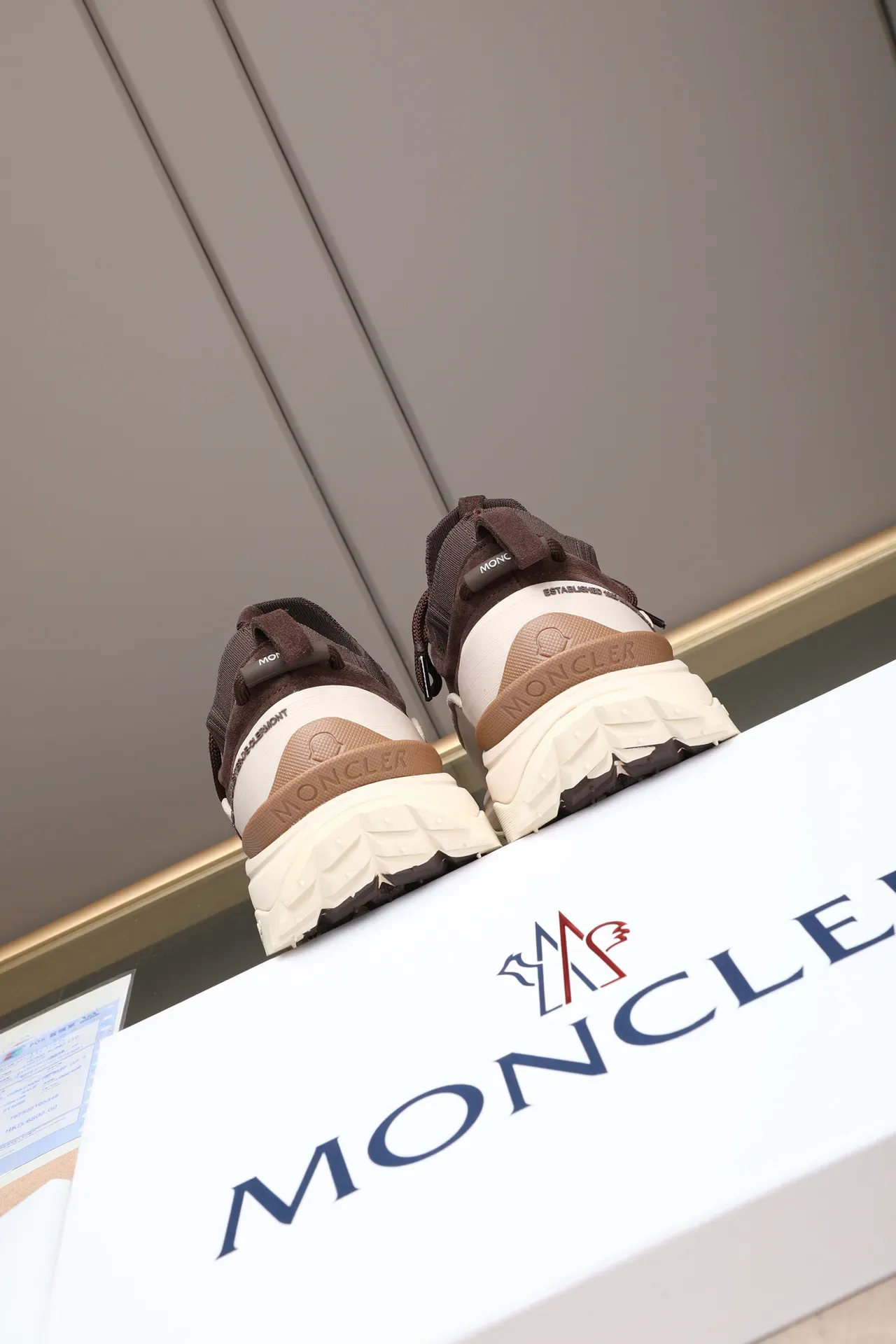 Moncler 棕色麂皮针织领生活方式运动鞋 4