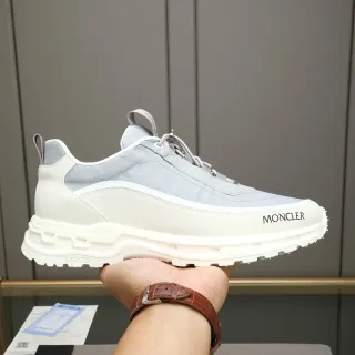 Moncler Gray White Light Mesh Upper Sculpted Sole Sneakers