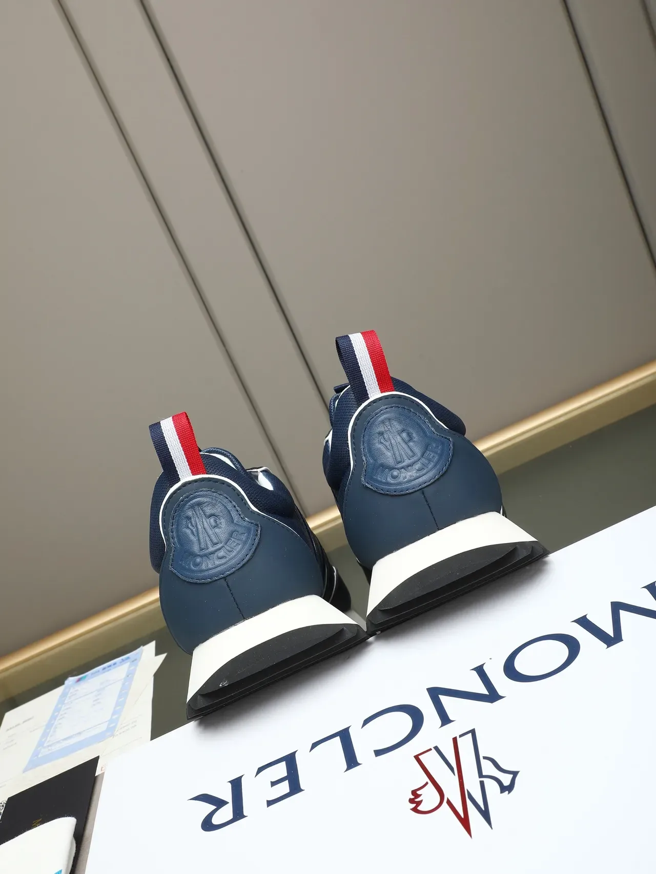 Moncler Lifestyle Sneaker Navy White Zigzag-Stitched M Logo Mesh And Synthetic Upper Lifestyle Sneakers 4