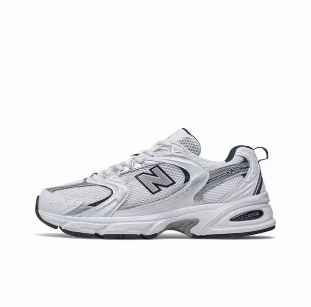 New Balance 530 Tênis Lifestyle Branco Prateado Marinho 6