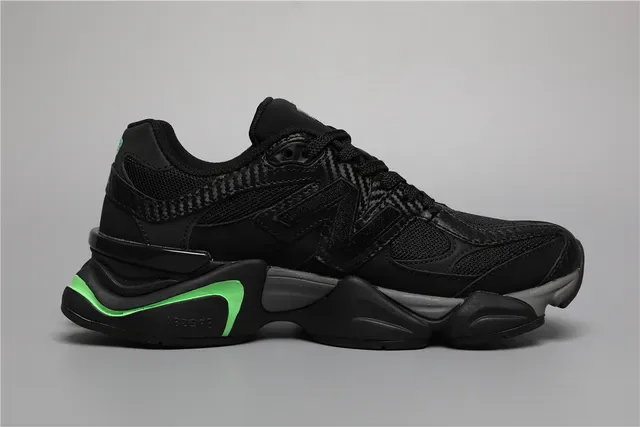 New Balance 9060 黑色绿色厚底分层中底碳纤维纹理覆盖生活方式运动鞋 8