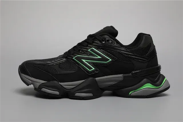 New Balance 9060 黑色绿色厚底分层中底碳纤维纹理覆盖生活方式运动鞋 9
