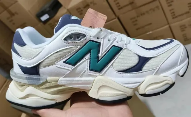 New Balance 9060 Blanc Turquoise Marine Chunky Sneakers 2