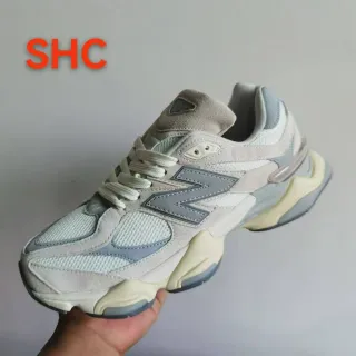 New Balance Cinza Bege Sola Média Malha E Camurça Superposição Tênis Chunky