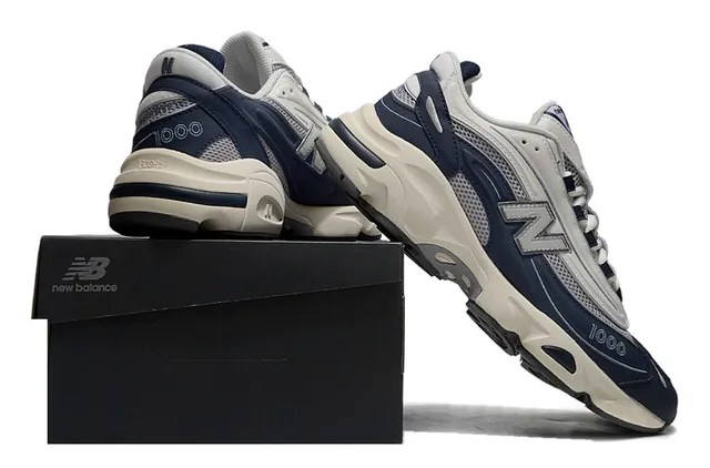 New Balance Navy White Midsole Malha E Overlay Sintético Tênis Chunky 6