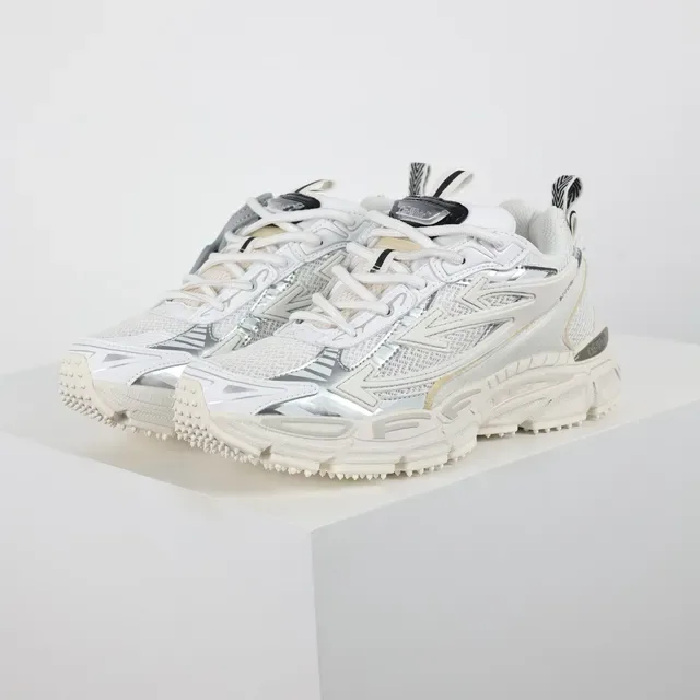 New Balance Branco Prata Tênis Chunky com Solado Multicamadas Malha e Superposição Sintética 2