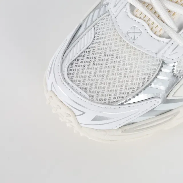 New Balance Branco Prata Tênis Chunky com Solado Multicamadas Malha e Superposição Sintética 5
