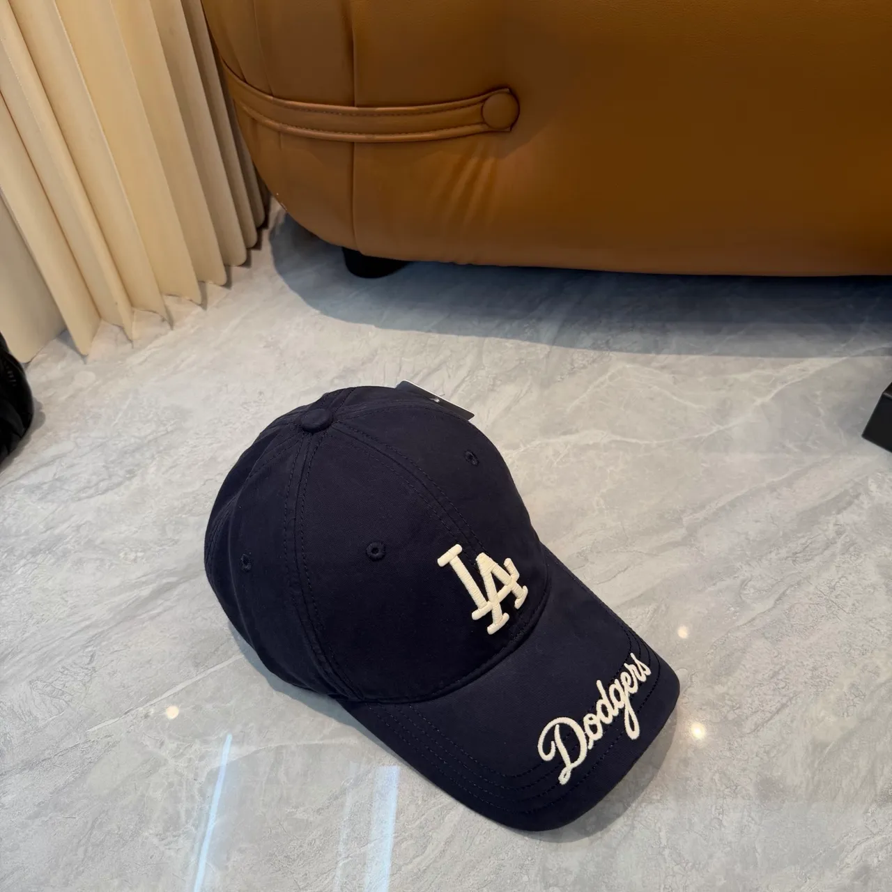 New Era 海军白色结构刺绣标志棒球帽 4