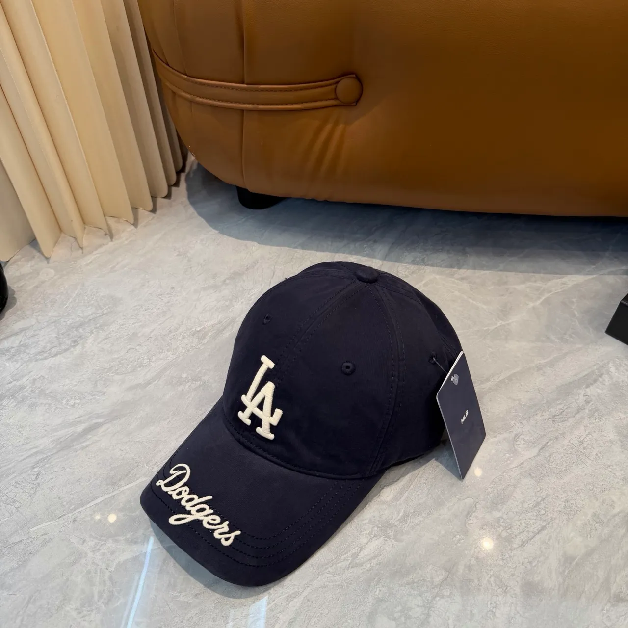 New Era 海军白色结构刺绣标志棒球帽 5