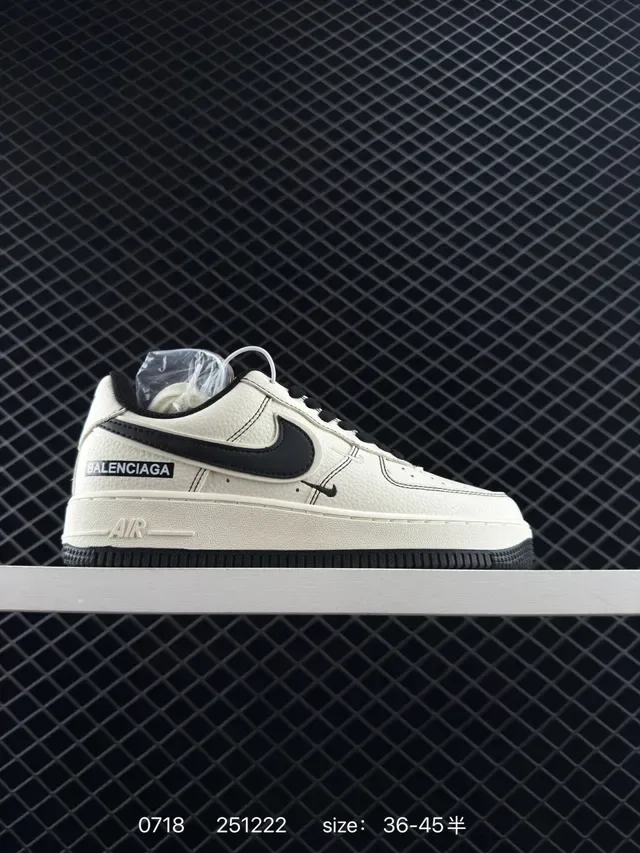 Nike Air Force 1 Balenciaga Collaboration Off-White and Black Lifestyle Sneakers 6