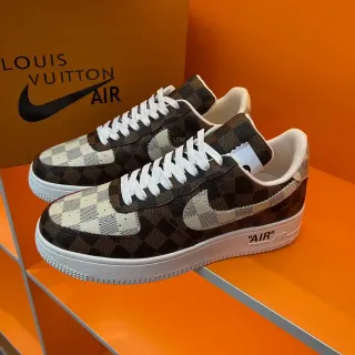 Nike Air Force 1 Damier Check بني وبيج حذاء رياضي أسلوب حياة