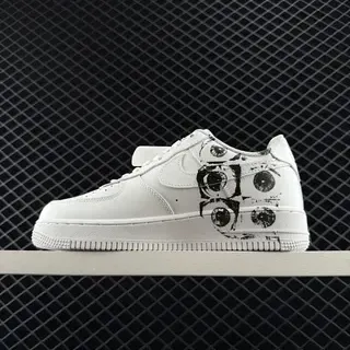Nike Air Force 1 Low حذاء رياضي أسلوب حياة أبيض وأسود جرافيتي