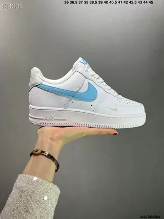 Nike Air Force 1 White and Light Blue Lifestyle Sneakers 3