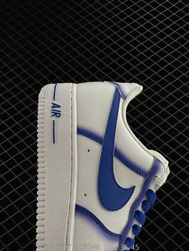 Nike Air Force 1 White and Royal Blue Lifestyle Sneakers 5