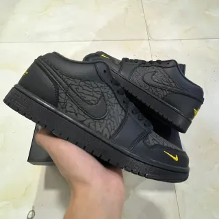 Nike Air Jordan 1 Low حذاء رياضي أسلوب حياة مطبوعات فيل أسود