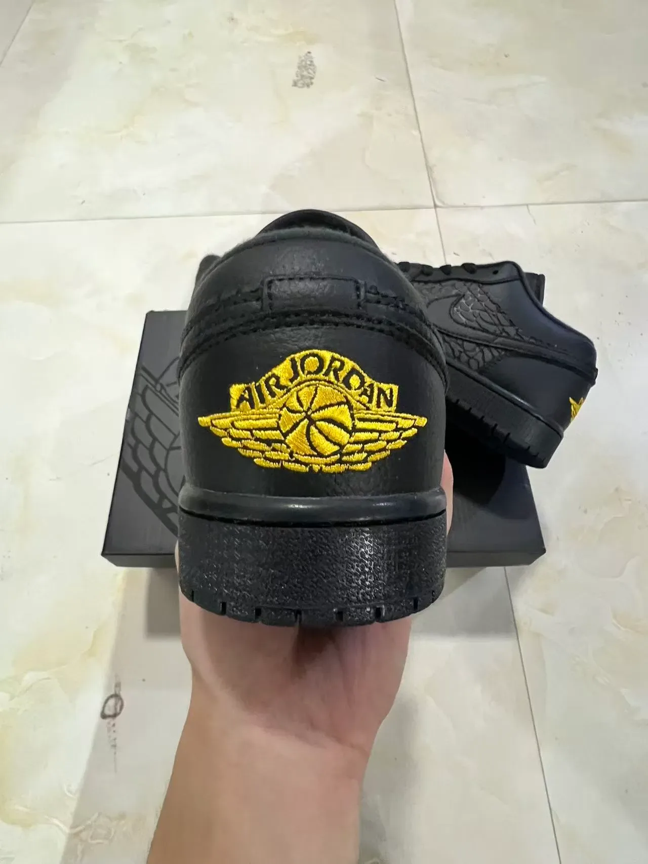 Nike Air Jordan 1 Low Black Elephant Print Lifestyle Sneakers 8