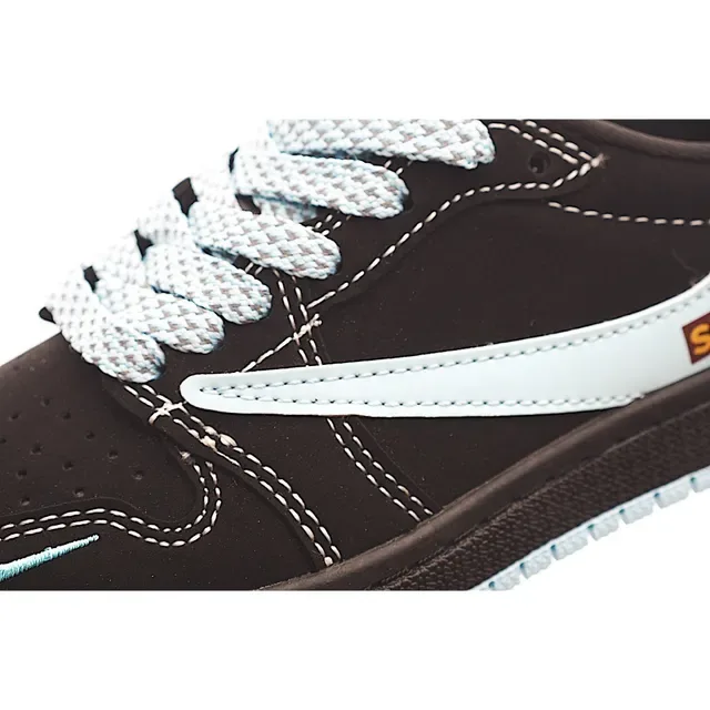 Nike Air Jordan 1 Low Black Light Blue Lifestyle Sneakers 19