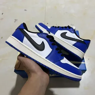 Nike Air Jordan 1 Low Azul Real Branco Preto Tênis Lifestyle