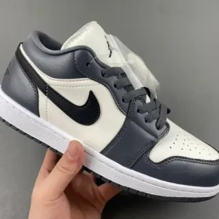 Nike Air Jordan 1 Low Blanc Gris Foncé Noir Lifestyle Sneakers