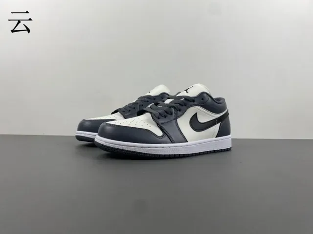 Nike Air Jordan 1 Low White Dark Gray Black Lifestyle Sneakers 2