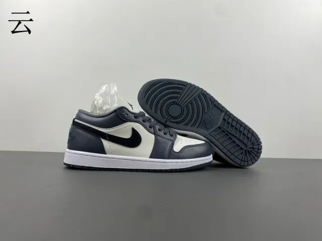 Nike Air Jordan 1 Low White Dark Gray Black Lifestyle Sneakers 3