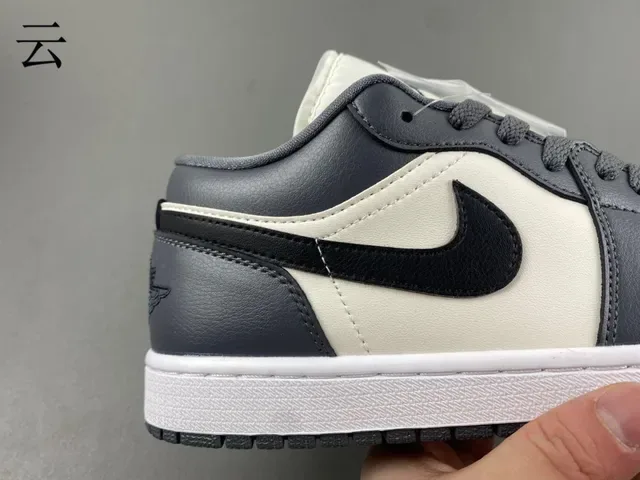 Nike Air Jordan 1 Low White Dark Gray Black Lifestyle Sneakers 5