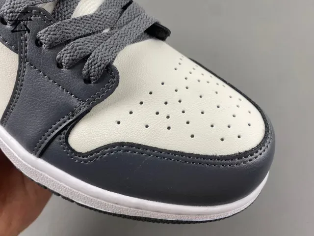 Nike Air Jordan 1 Low White Dark Gray Black Lifestyle Sneakers 6