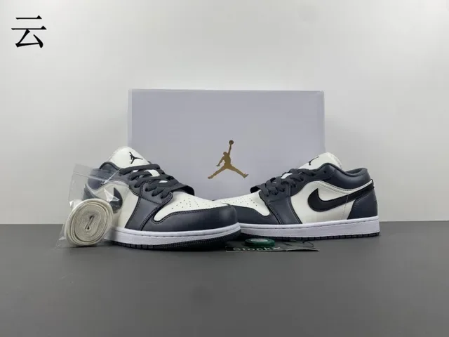 Nike Air Jordan 1 Low White Dark Gray Black Lifestyle Sneakers 13